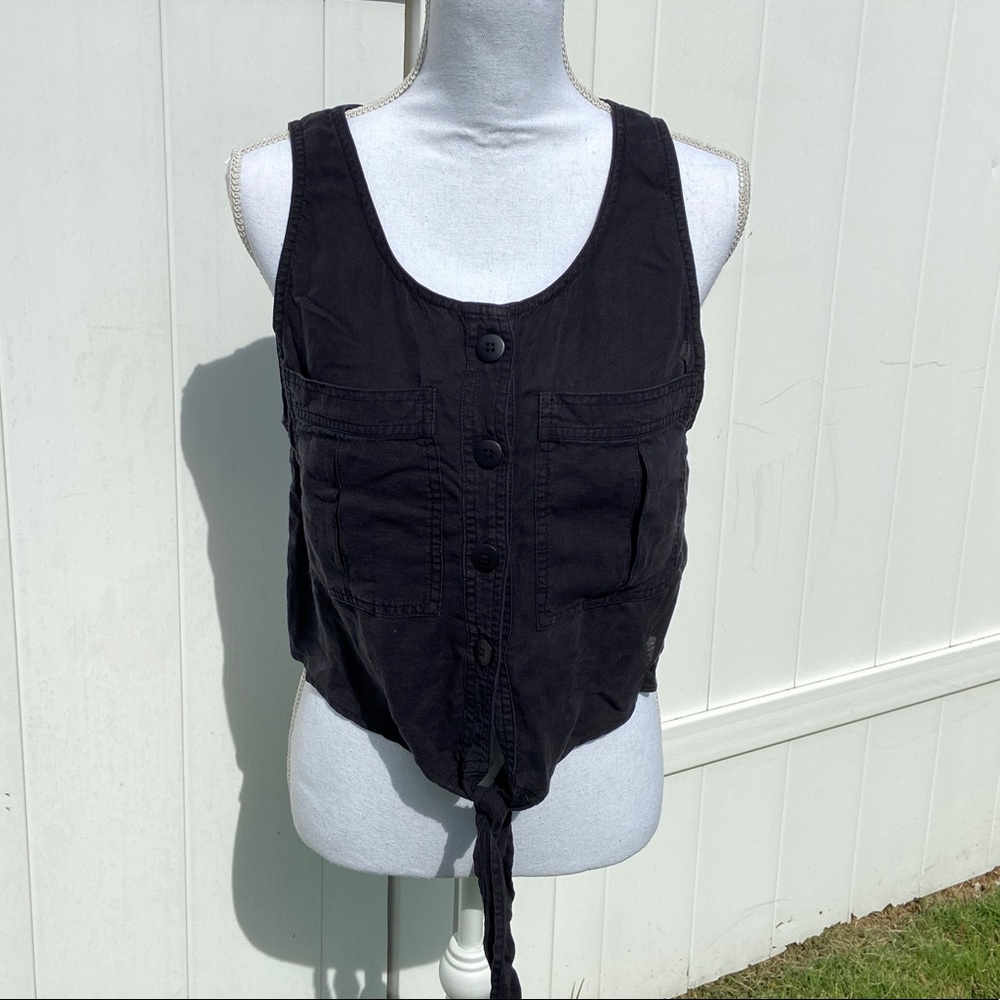 NWT Free People Black Sleeveless Button Down